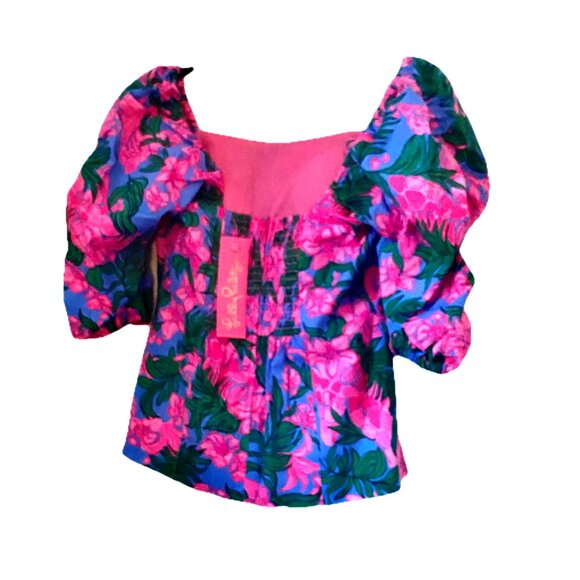Lllly Pulitzer Bitsy StretchTop Cerise Pink Wms Sz 0 Pink Safari Sunset NWT 138 - Picture 5 of 13